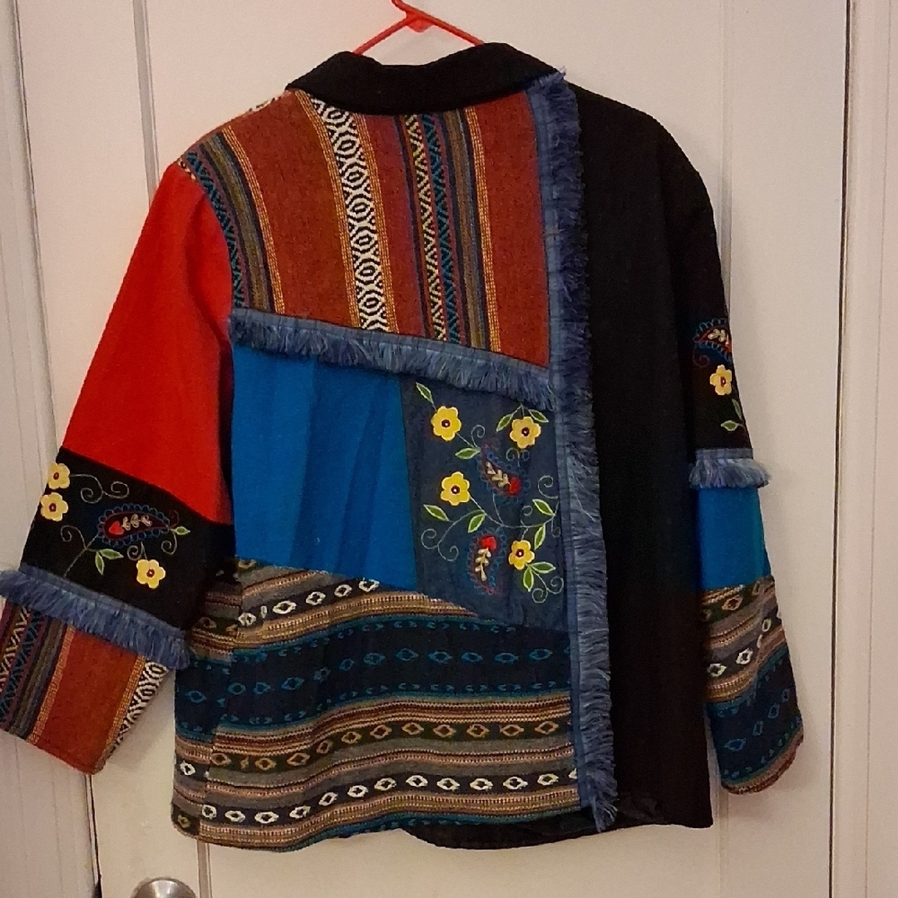 Colorful Patchwork Jean Jacket With Embroidery - image 3